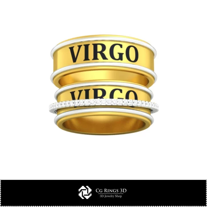 Wedding Rings With Virgo Zodiac - Jewelry 3D CAD