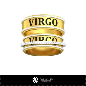 3D CAD Wedding Ring With Virgo Zodiac Home, Bijoux 3D CAO, Anneaux 3D CAO, Bandes de Mariage 3D