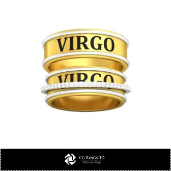 Inel de nuntă 3D CAD cu zodia Fecioară, bijuterii 3D CAD, inele 3D CAD, verighete 3D