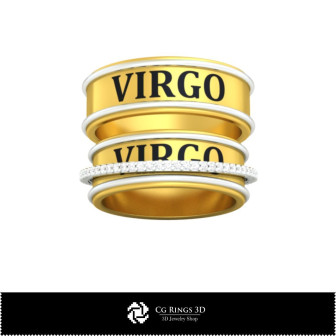 3D CAD Wedding Ring With Virgo Zodiac Home, Bijuterii 3D , Inele 3D CAD, Verighete 3D