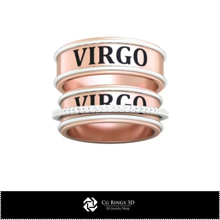 Wedding Rings With Virgo Zodiac - Jewelry 3D CAD