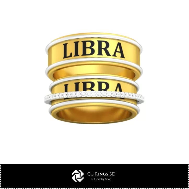 Bagues de mariage avec signe de la Balance - Bijoux 3D CAO Bagues de mariage avec signe de la Balance - Bijoux 3D CAO
