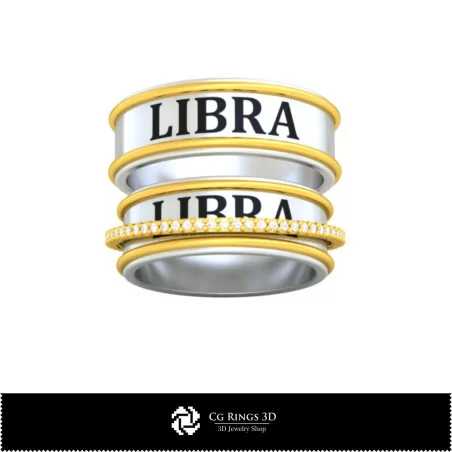 Wedding Rings With Libra Zodiac - Jewelry 3D CAD