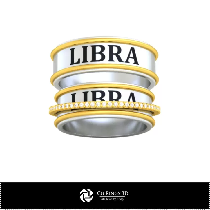 Bagues de mariage avec signe de la Balance - Bijoux 3D CAO Bagues de mariage avec signe de la Balance - Bijoux 3D CAO