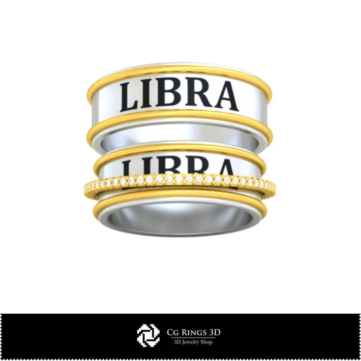 Wedding Rings With Libra Zodiac - Jewelry 3D CAD