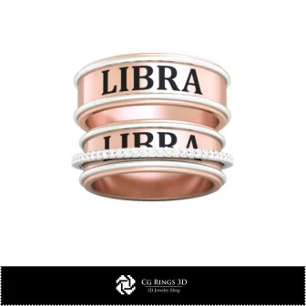 3D CAD Wedding Ring With Libra Zodiac Home, Bijoux 3D CAO, Anneaux 3D CAO, Bandes de Mariage 3D