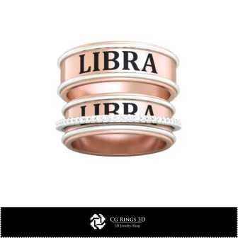 Bague de mariage 3D CAO avec thème signe du zodiaque Balance, Bijoux 3D CAO, Bagues 3D CAO, Alliances 3D
