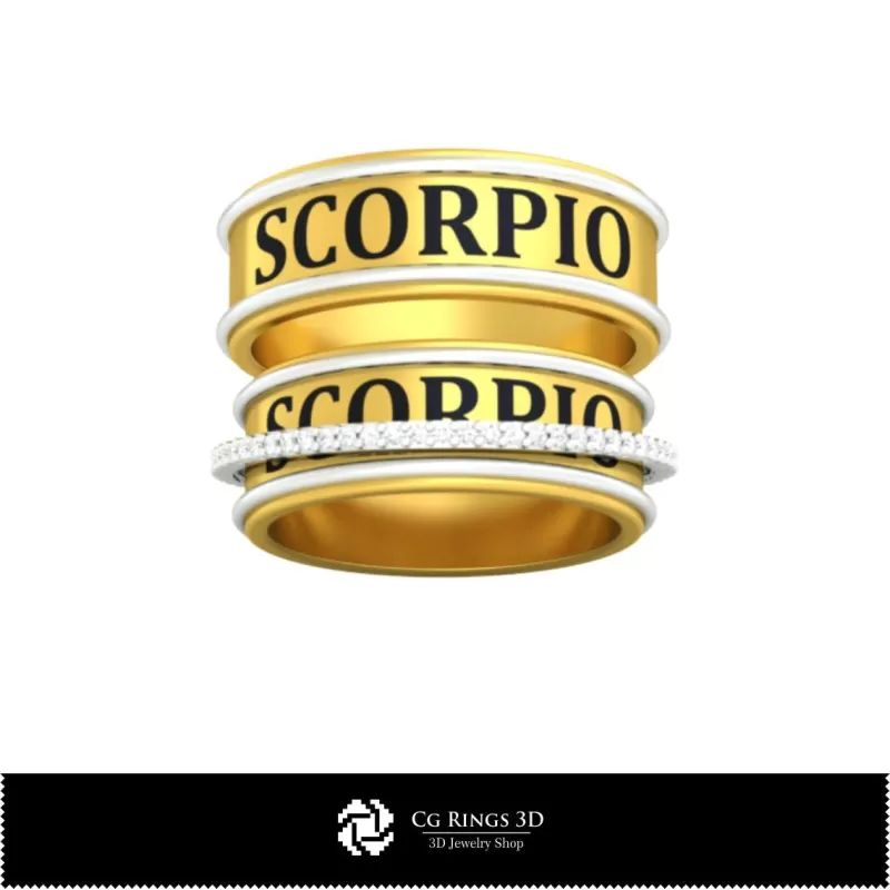 Fedi nuziali con segno zodiacale Scorpione - Gioielli 3D CAD Fedi nuziali con segno zodiacale Scorpione - Gioielli 3D CAD