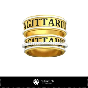 3D CAD Wedding Ring With Sagittarius Zodiac Home,  Jewelry 3D CAD, Rings 3D CAD , Wedding Bands 3D