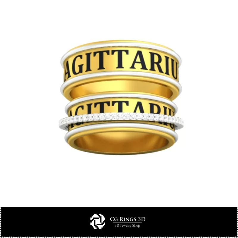 Wedding Rings With Sagittarius Zodiac - Jewelry 3D CAD Wedding Rings With Sagittarius Zodiac - Jewelry 3D CAD