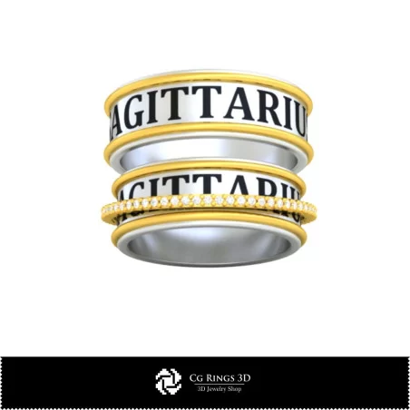 Wedding Rings With Sagittarius Zodiac - Jewelry 3D CAD