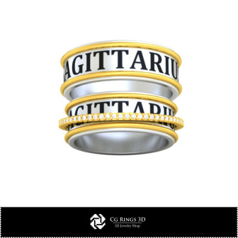 3D CAD Wedding Ring With Sagittarius Zodiac Home, Bijoux 3D CAO, Anneaux 3D CAO, Bandes de Mariage 3D