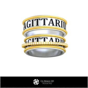 3D CAD Wedding Ring With Sagittarius Zodiac Home, Bijuterii 3D , Inele 3D CAD, Verighete 3D