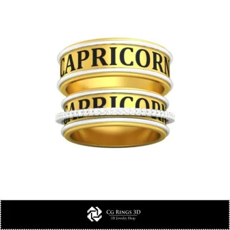 3D CAD Wedding Ring With Capricorn Zodiac Home, Bijuterii 3D , Inele 3D CAD, Verighete 3D