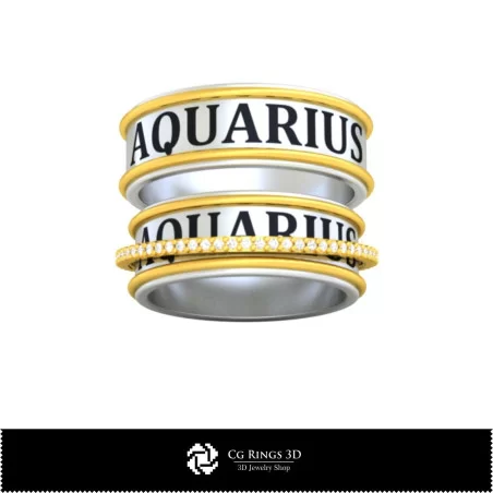 3D CAD Wedding Ring With Aquarius Zodiac Home, Jewelry 3D CAD, Rings 3D CAD , Wedding Bands 3D