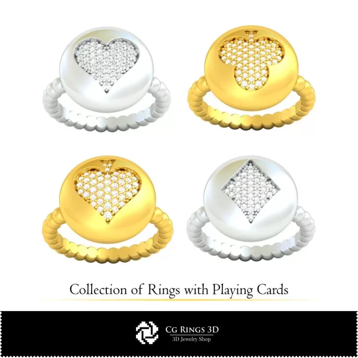 Collezione 3D CAD di anelli con carte da gioco Collezione 3D CAD di anelli con carte da gioco