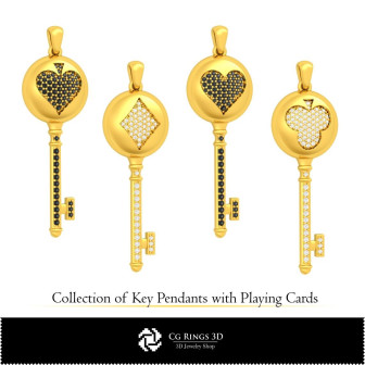 3D CAD Collection of Key Pendants with Playing Cards Home, Bijoux 3D CAO, Collection Bijoux 3D CAO