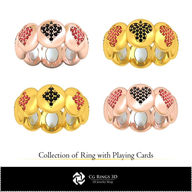 3D CAD Collection of Rings with Playing Cards