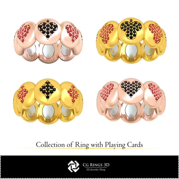 3D-CAD-Kollektion von Ringen mit Spielkarten