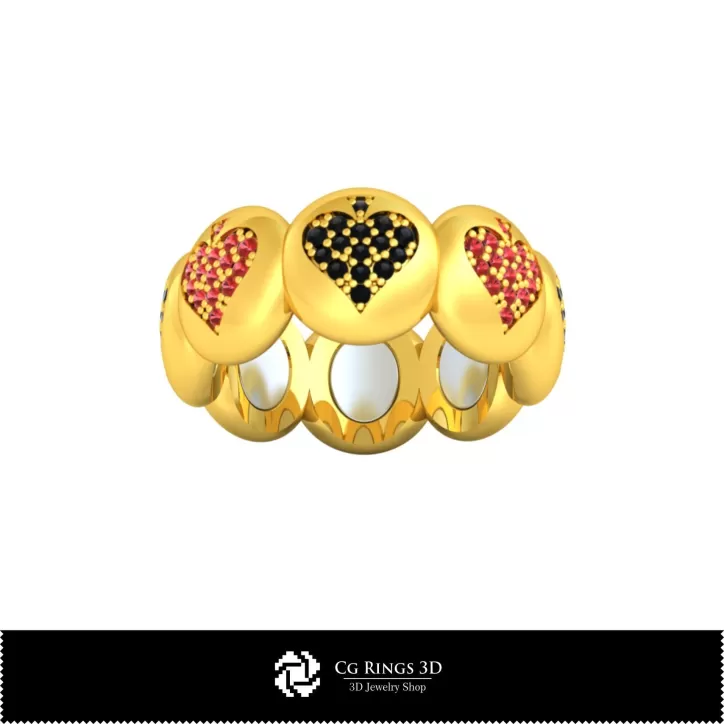 Colección 3D CAD de anillos con naipes