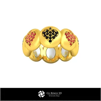 3D-CAD-Kollektion von Ringen mit Spielkarten Zuhause, Schmuck 3D-CAD, Schmuckkollektionen 3D-CAD