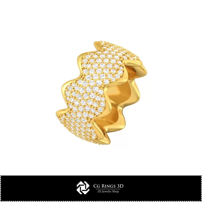 Damen-Eheringe mit Diamanten - Schmuck 3D CAD