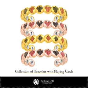 3D CAD Collection of Bracelets with Playing Cards Home, Bijoux 3D CAO, Collection Bijoux 3D CAO