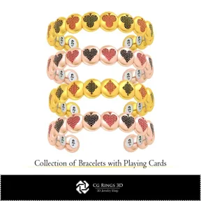 3D CAD Collection of Bracelets with Playing Cards Home,  Jewelry 3D CAD,  Jewelry Collections 3D CAD 