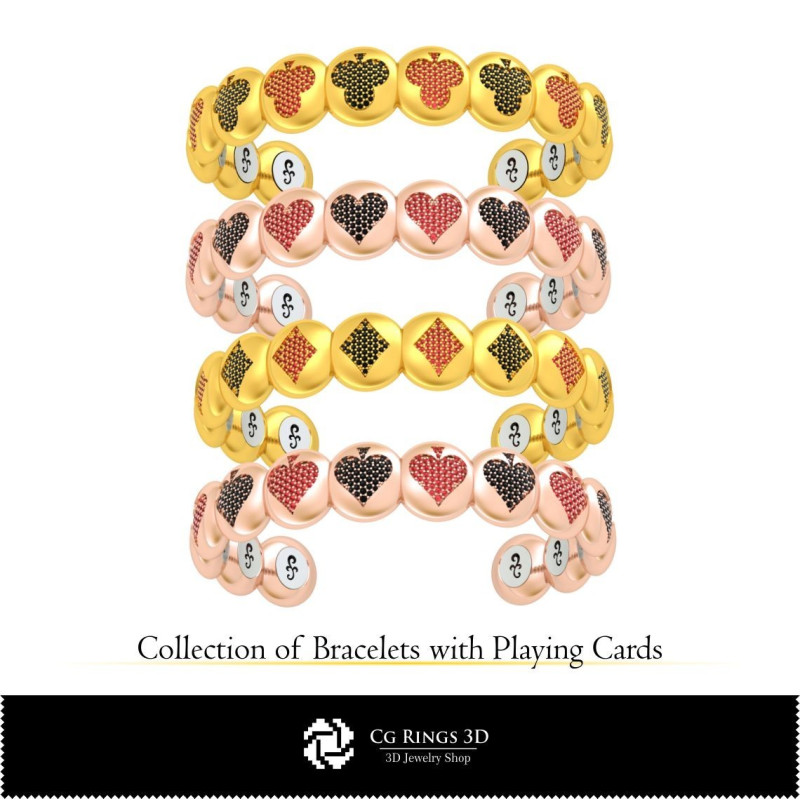 3D CAD Collection of Bracelets with Playing Cards Home, Bijoux 3D CAO, Collection Bijoux 3D CAO