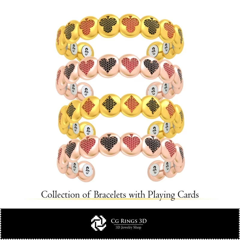 3D CAD Collection of Bracelets with Playing Cards Home, Bijoux 3D CAO, Collection Bijoux 3D CAO