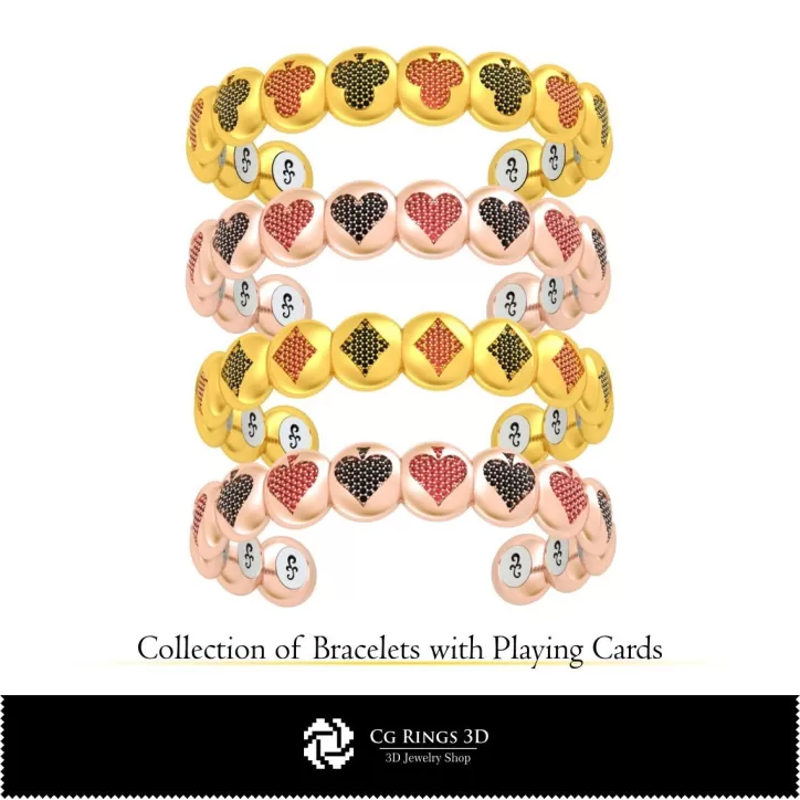 Collection de bracelets 3D CAD avec cartes à jouer