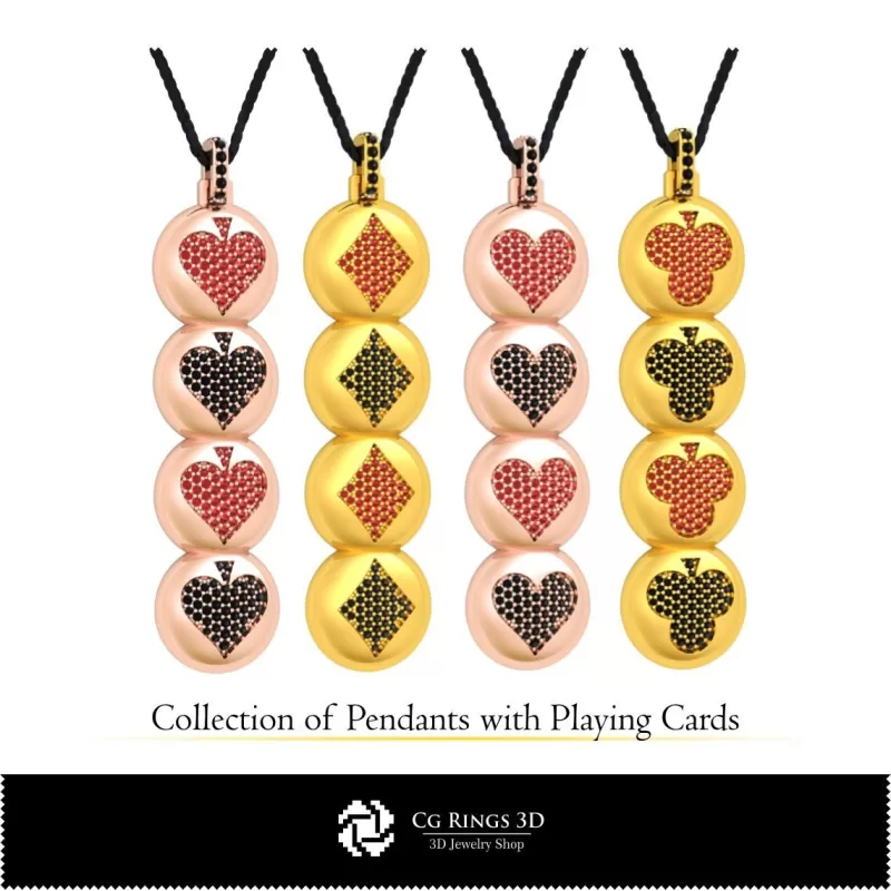 Colección 3D CAD de colgantes con cartas de juego