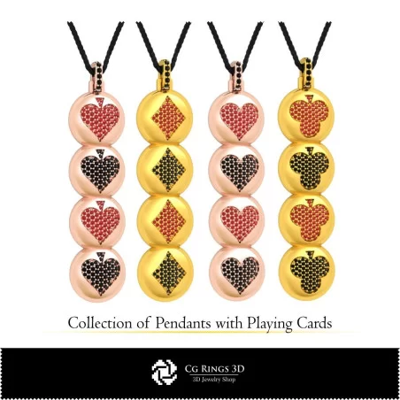 3D CAD Collection of Pendants with Playing Cards Home, Bijoux 3D CAO, Collection Bijoux 3D CAO