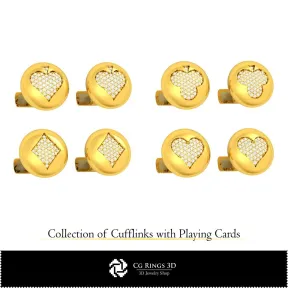 3D CAD Collection of Cufflinks with Playing Cards Home, Bijoux 3D CAO, Collection Bijoux 3D CAO