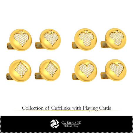 3D CAD Collection of Cufflinks with Playing Cards Home,  Jewelry 3D CAD,  Jewelry Collections 3D CAD 
