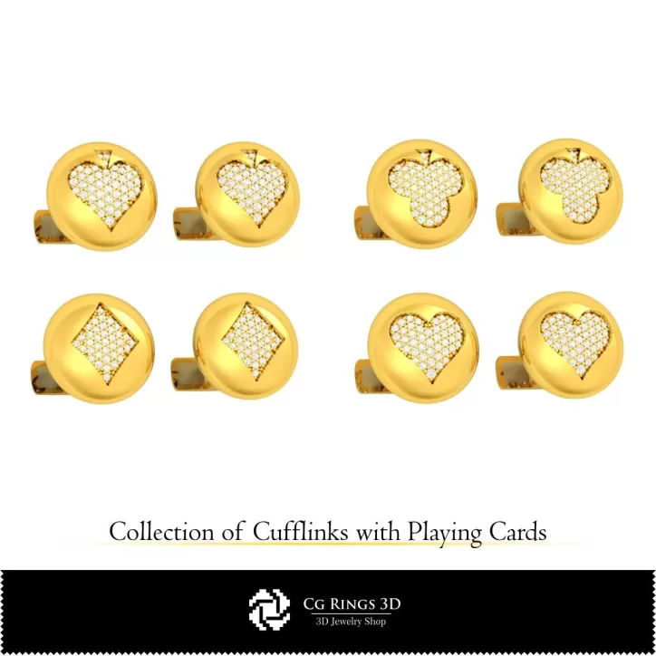 3D-CAD-Kollektion von Manschettenknöpfen mit Spielkarten 3D-CAD-Kollektion von Manschettenknöpfen mit Spielkarten