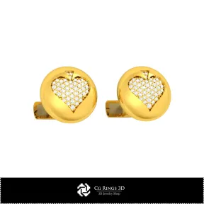 3D CAD Collection of Cufflinks with Playing Cards