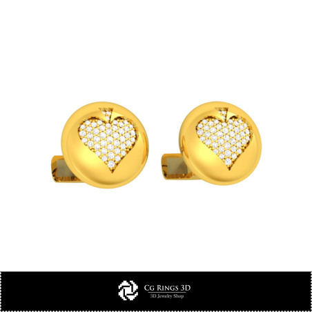 3D CAD Collection of Cufflinks with Playing Cards