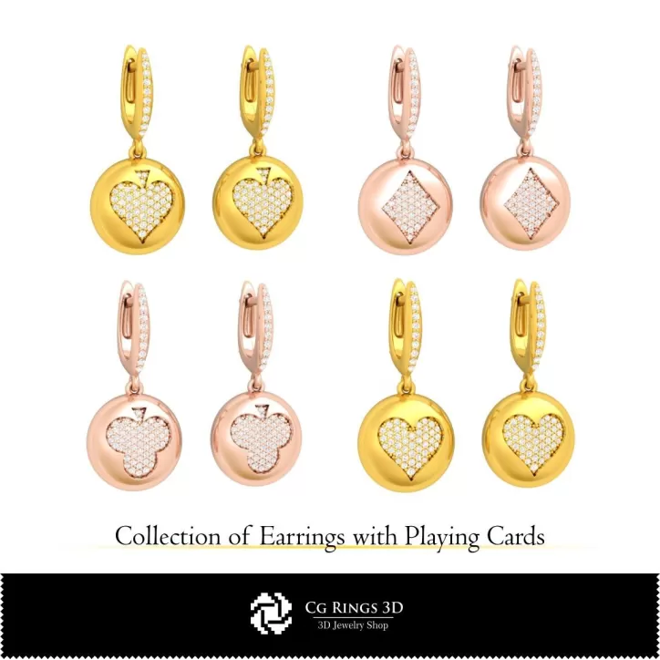 Colección CAD 3D de Pendientes con Cartas de Juego Colección CAD 3D de Pendientes con Cartas de Juego