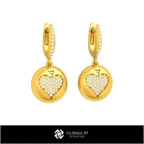 3D CAD Collection of Earrings with Playing Cards