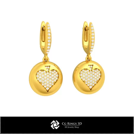 3D CAD Collection of Earrings with Playing Cards