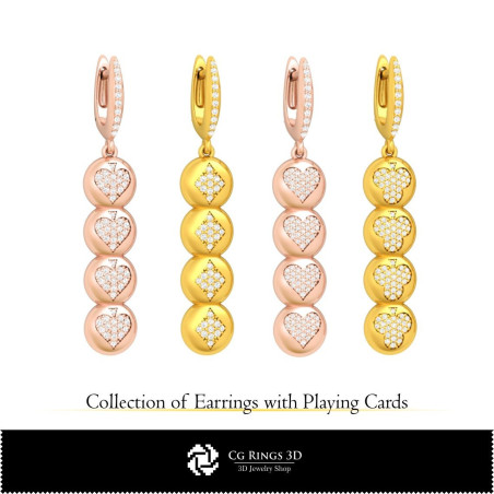 3D CAD Collection of Earrings with Playing Cards
