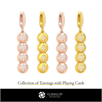 3D CAD Collection of Earrings with Playing Cards Home, Bijoux 3D CAO, Collection Bijoux 3D CAO