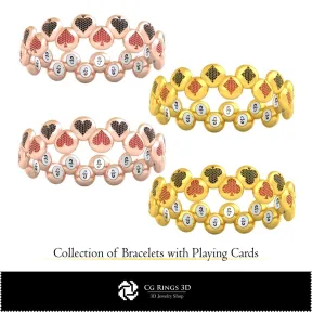 3D CAD Collection of Bracelets with Playing Cards Home,  Jewelry 3D CAD,  Jewelry Collections 3D CAD 