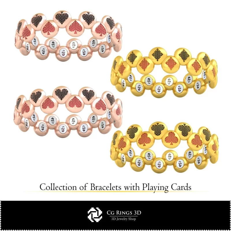 3D CAD Collection of Bracelets with Playing Cards Home, Bijoux 3D CAO, Collection Bijoux 3D CAO