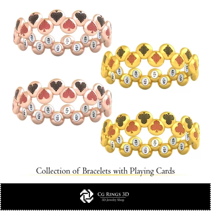 Colección 3D CAD de pulseras con cartas de juego