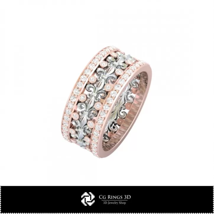 3D Alianzas de Boda para Dama con Diamantes