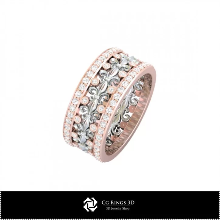 3D Ladies Wedding Bands With Diamonds