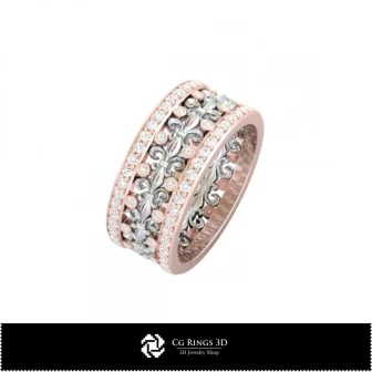 3D Ladies Wedding Bands With Diamonds Home, Bijoux 3D CAO, Anneaux 3D CAO, Bandes de Mariage 3D, Anneaux de Mode 3D 