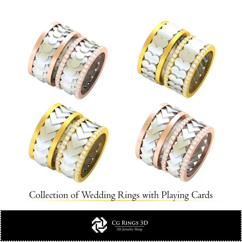 3D CAD Collection of Wedding Rings with Playing Cards Home, Bijuterii 3D , Colectii Bijuterii 3D CAD